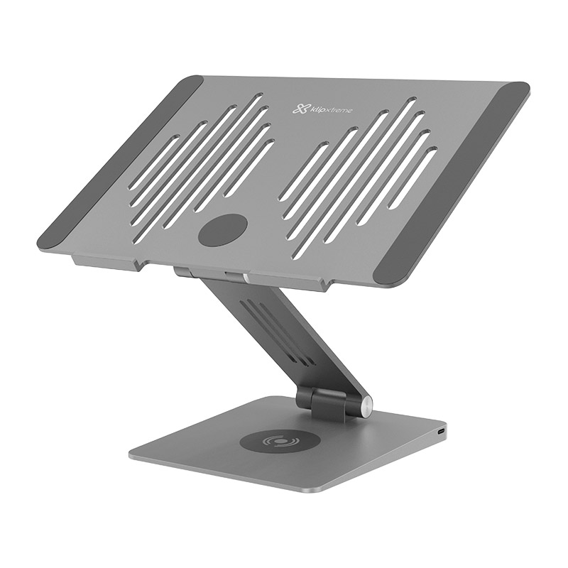 Dock USB-C 9 en 1 Klip Xtreme DockStar KDA-500 con soporte y carga inalámbrica gris espacial