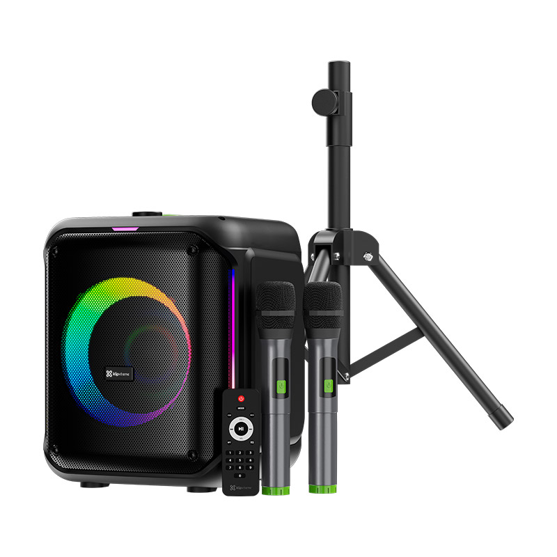 Parlante para karaoke Klip Xtreme UltraBlaster KLS-653 100 W RMS con 2 micrófonos y trípode - Negro