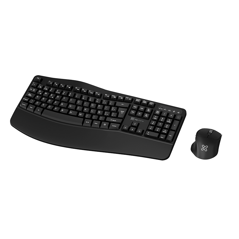 Combo teclado y mouse ergonómico Klip Xtreme ErgoLink Duo KBK-760 Bluetooth y 2,4 GHz negro