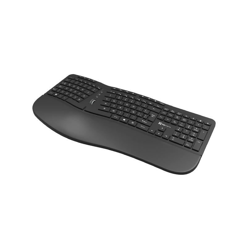 Teclado inalámbrico ergonómico Klip Xtreme Transcend Wireless KBK-530S en español negro
