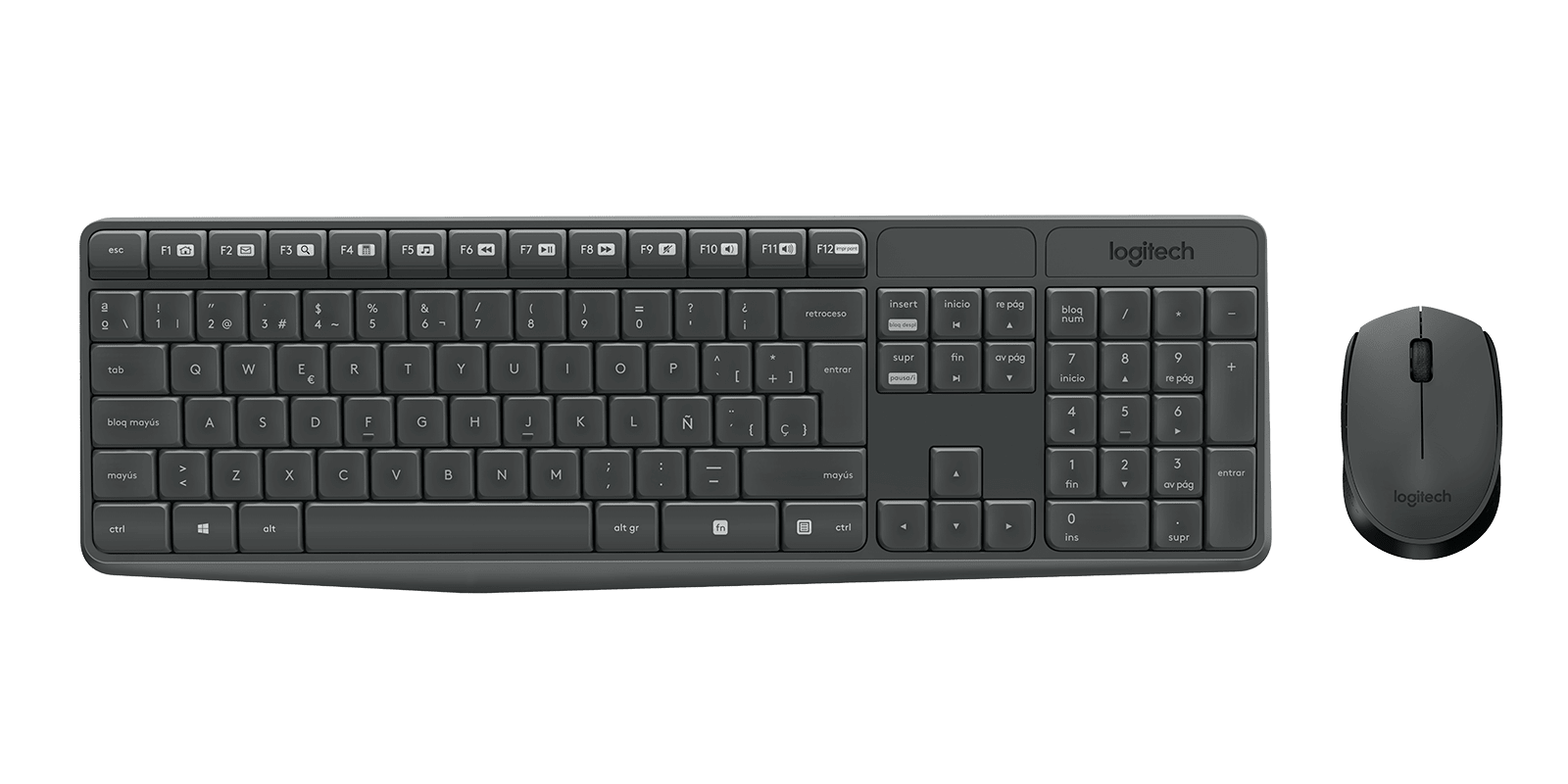 Combo teclado y mouse Logitech MK235 inalámbrico español gris por mayor