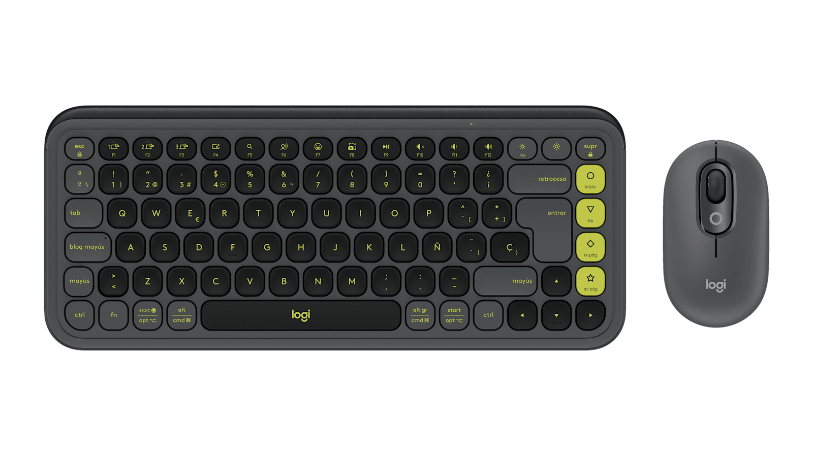 Combo teclado y mouse Logitech POP Icon Bluetooth español grafito y verde por mayor