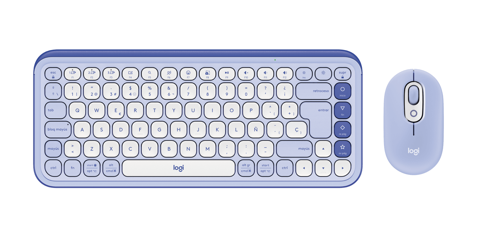 Combo teclado y mouse Logitech POP Icon Bluetooth español lila y blanco crudo por mayor