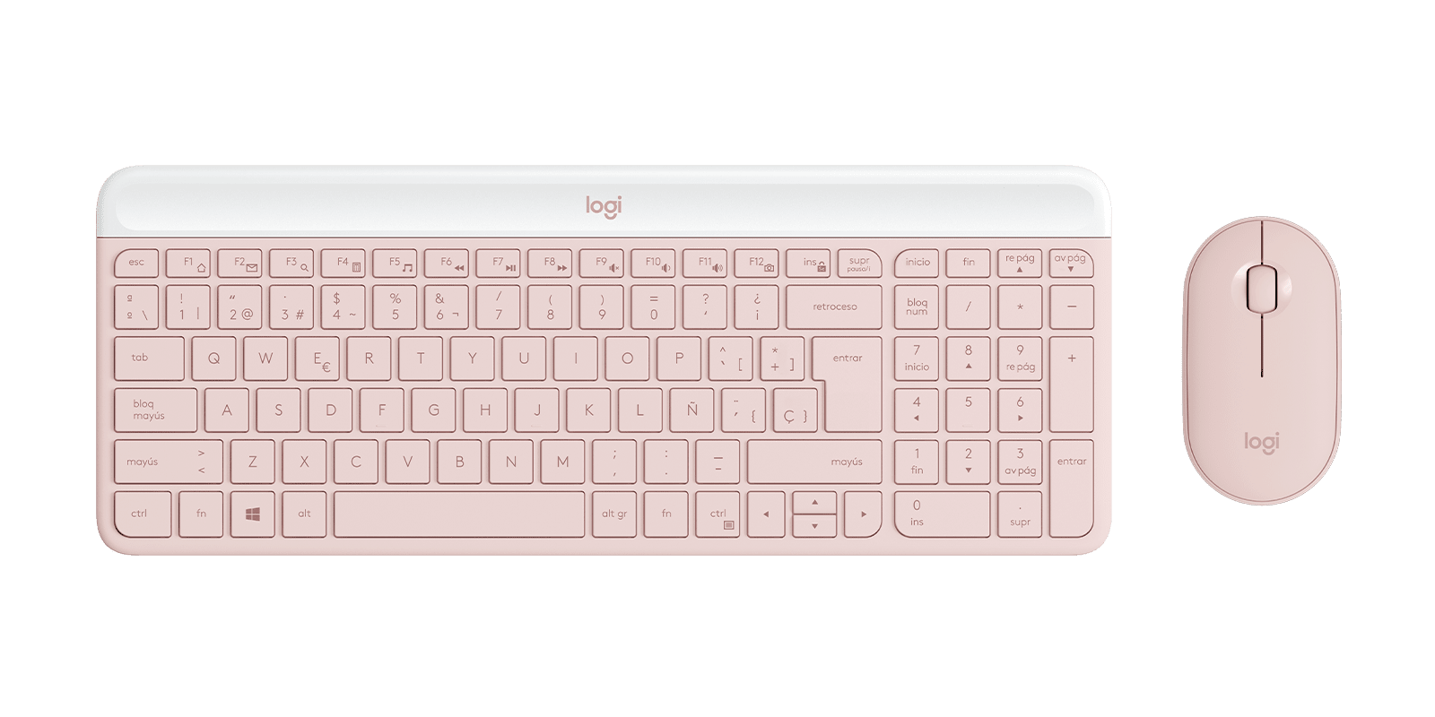 Combo teclado y mouse Logitech MK470 Slim español rosa por mayor