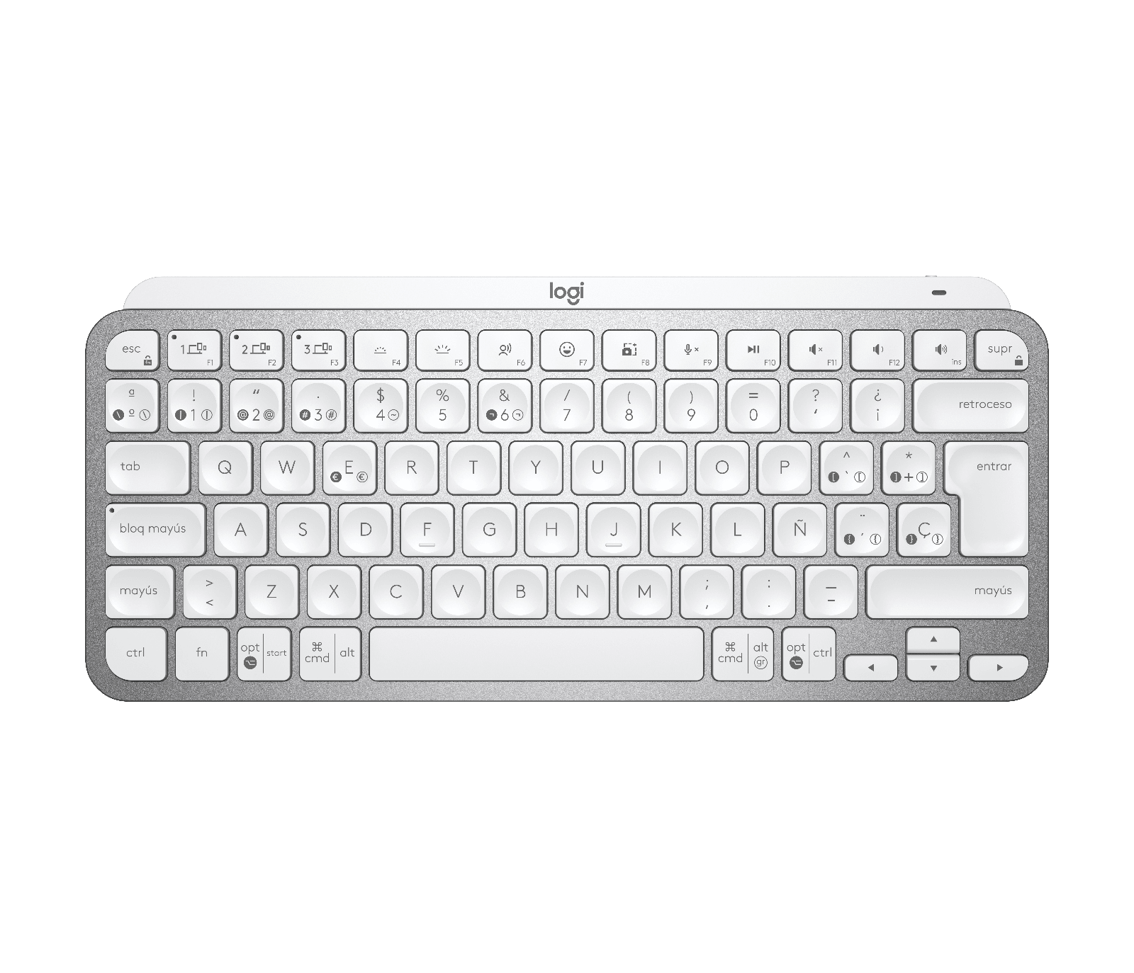 Teclado Logitech MX Keys Mini inalámbrico iluminado español gris pálido por mayor