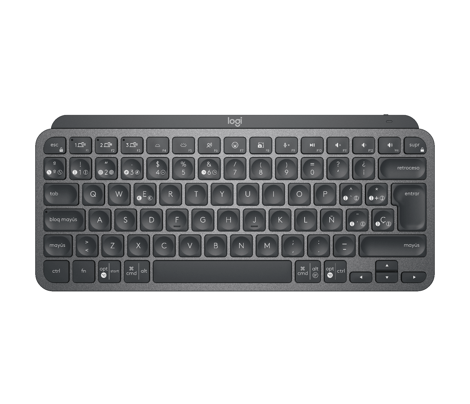 Teclado Logitech MX Keys Mini inalámbrico iluminado español grafito por mayor