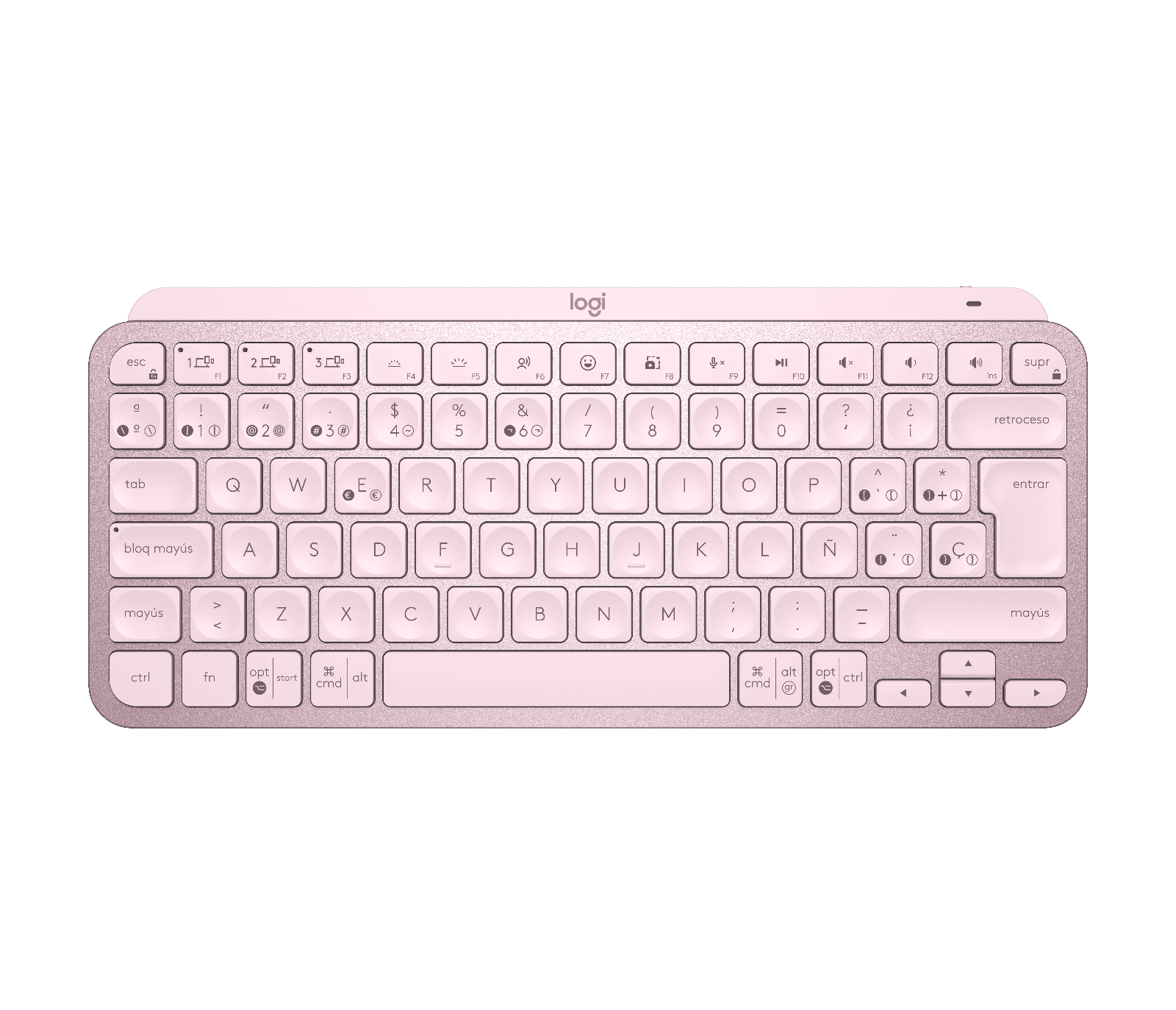 Teclado Logitech MX Keys Mini inalámbrico iluminado español rosa por mayor