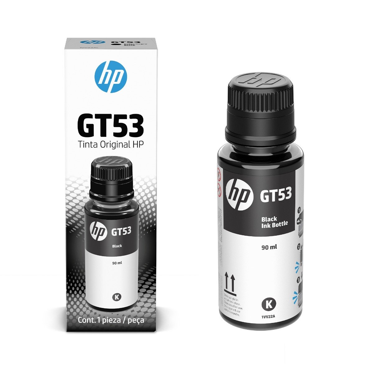 Botella de tinta original HP GT53 1VV22AL por mayor - Negro