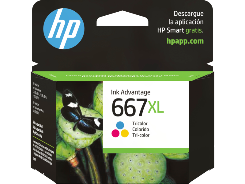 Cartucho de tinta original HP 667XL 3YM80AL por mayor - Tricolor