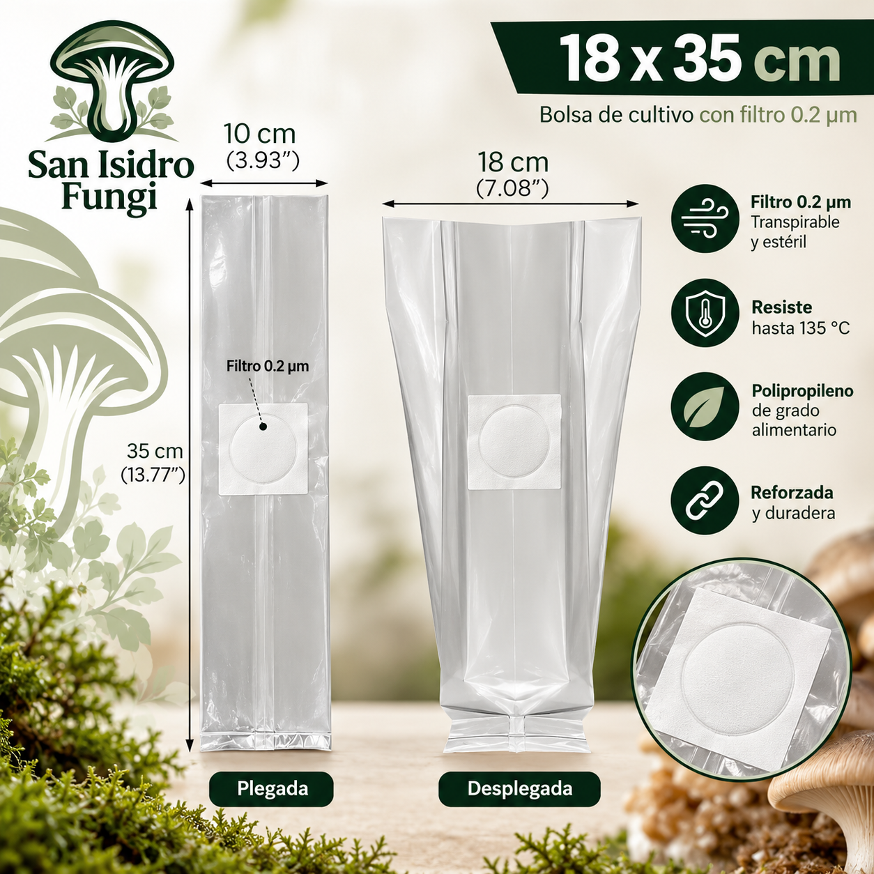Bolsas e insumos de laboratorio micológico