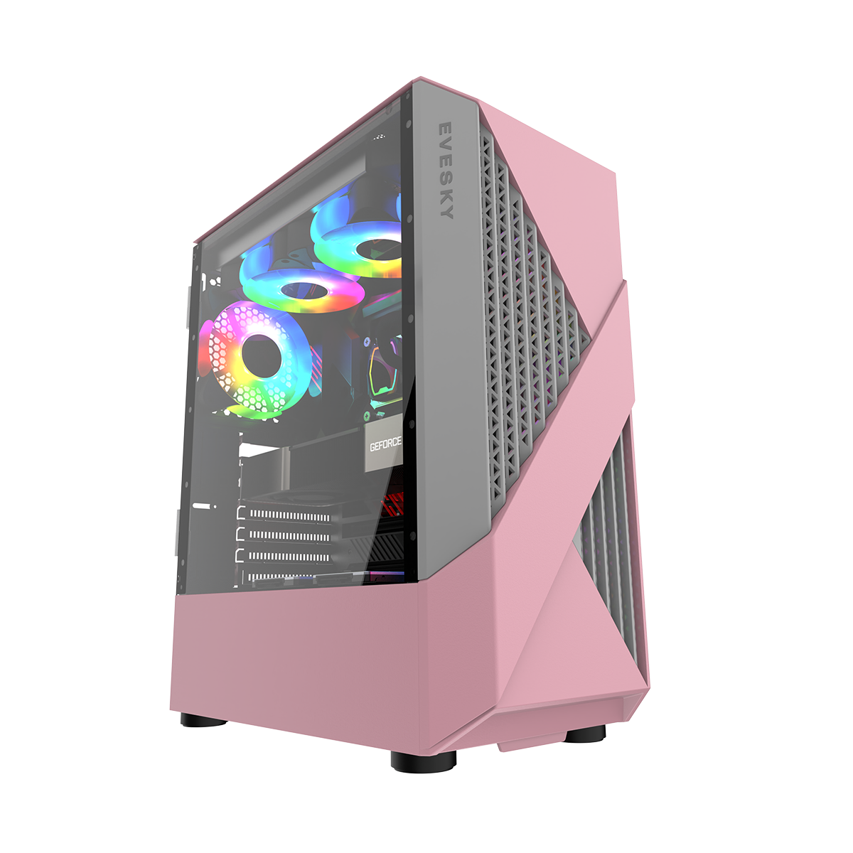 Gabinete Kronos Evesky Pink ATX Vidrio Templado USB 3.0