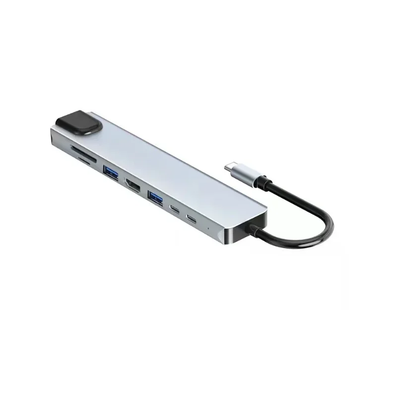 Adaptador Hub 8 en 1 Tipo C a USB HDMI RJ45 PD SD/TF