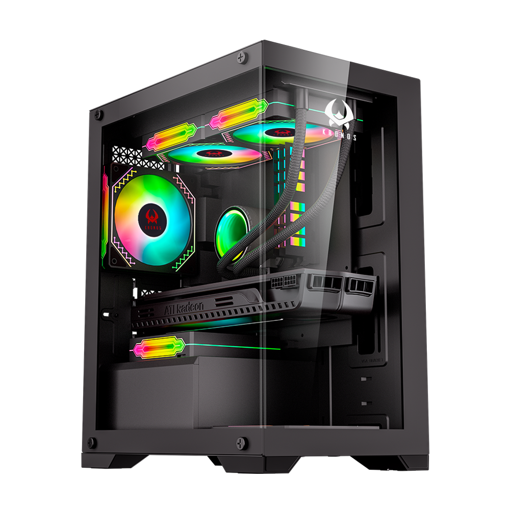 Gabinete Kronos Diamond Black mATX Vidrio Templado
