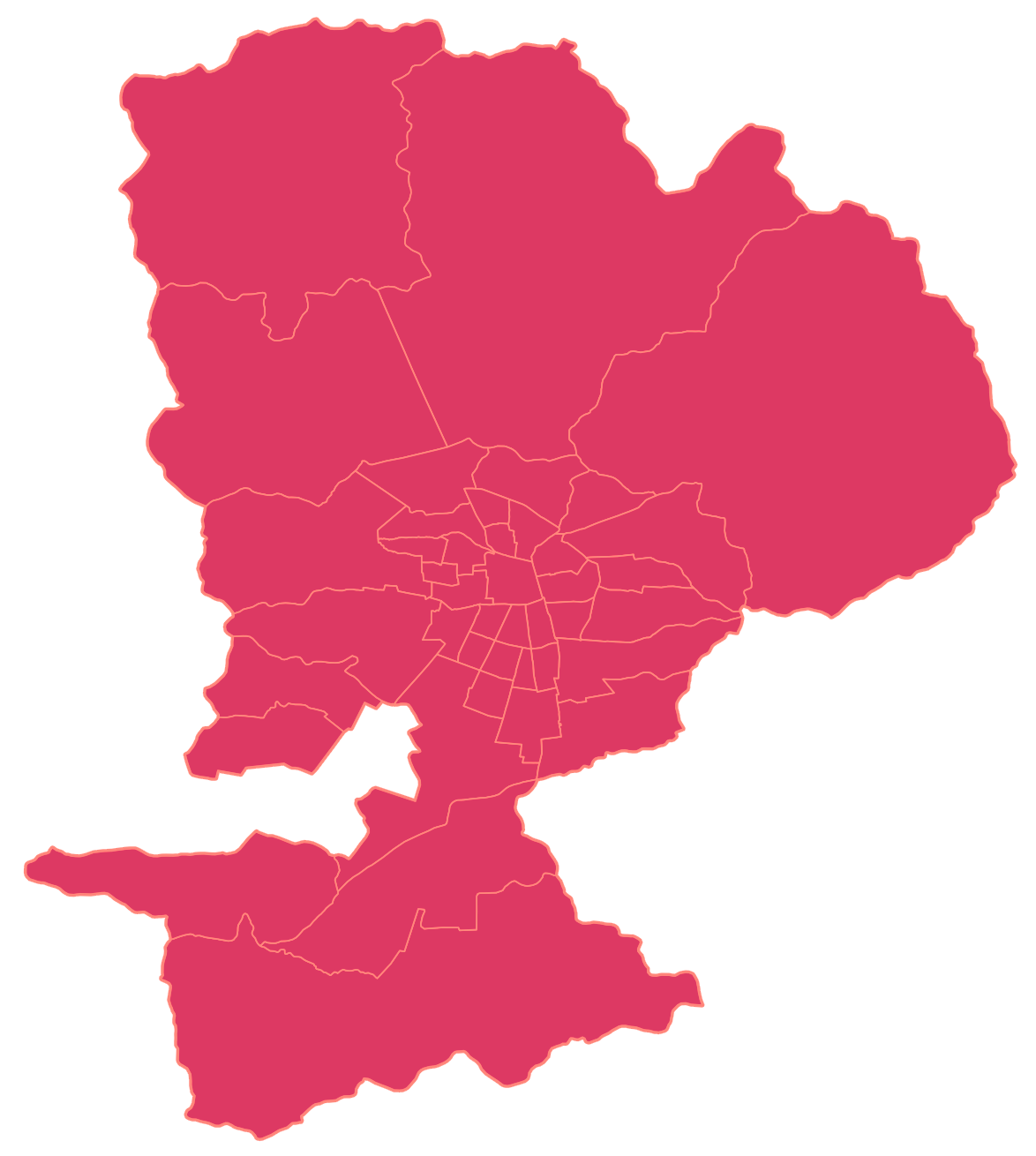 Mapa de la Zona Santiago con comunas destacadas