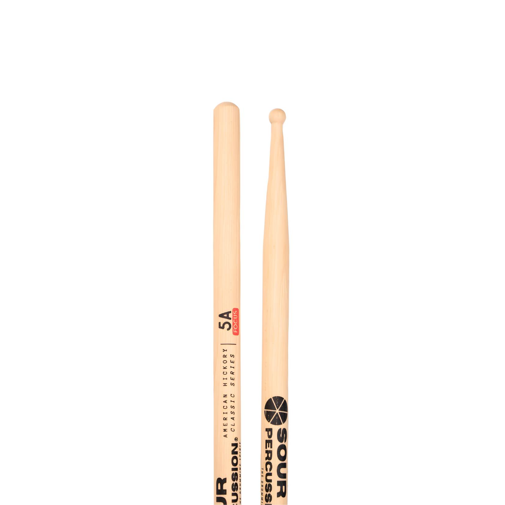 Baquetas Sour Percussion 5A Focus Hickory con punta Medium Round (semiredonda)