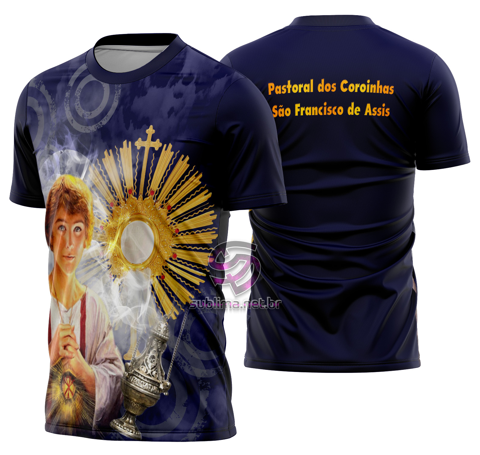 Arte estampa camisa Coroinhas São Francisco Azul