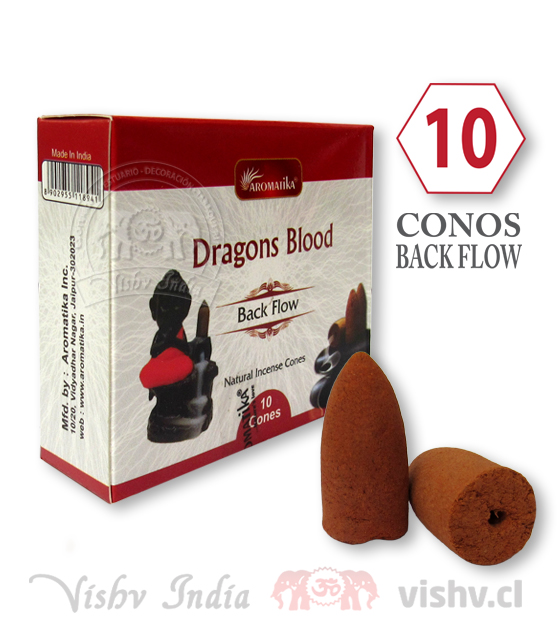 Caja de 10 Conos Back Flow Sangre de Dragón (750 x M )