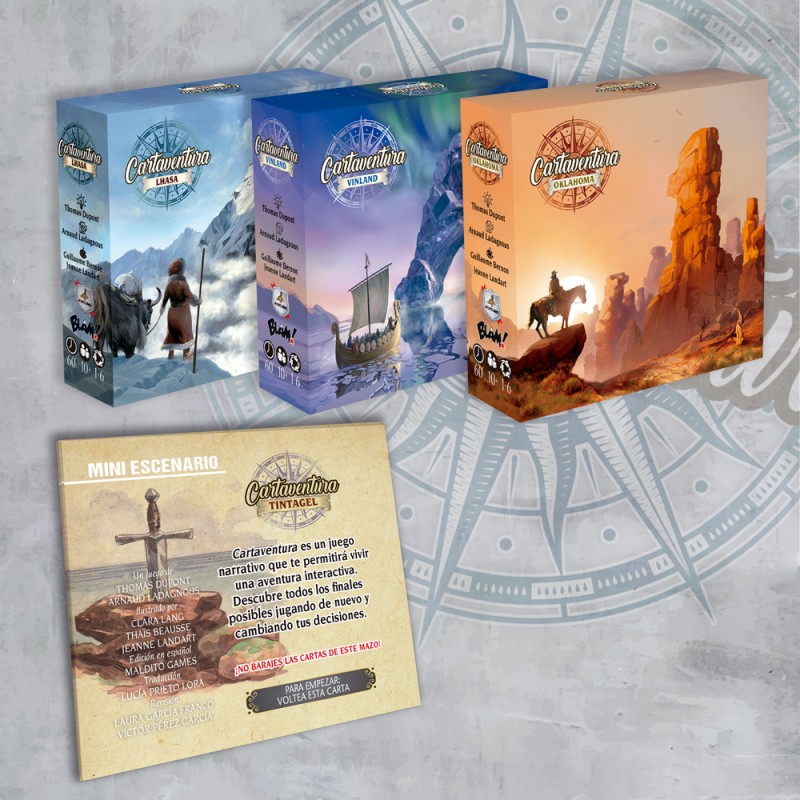 Caja de Paquete Cartaventura: Oklahoma + Vinland + Lhasa + Tintagel
