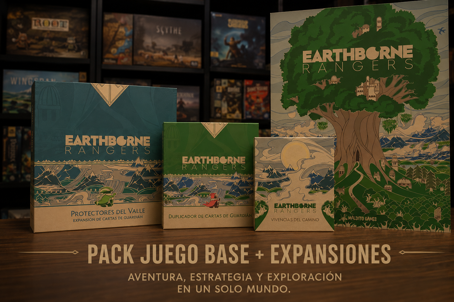 Caja de Pack Earthborne Rangers Base + Duplicador de cartas de Guardián + Protectores del Valle + Vivencias del Camino