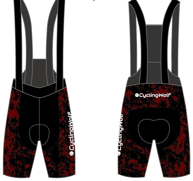 Ficha de bib short Cycling Wolf, frente y espalda